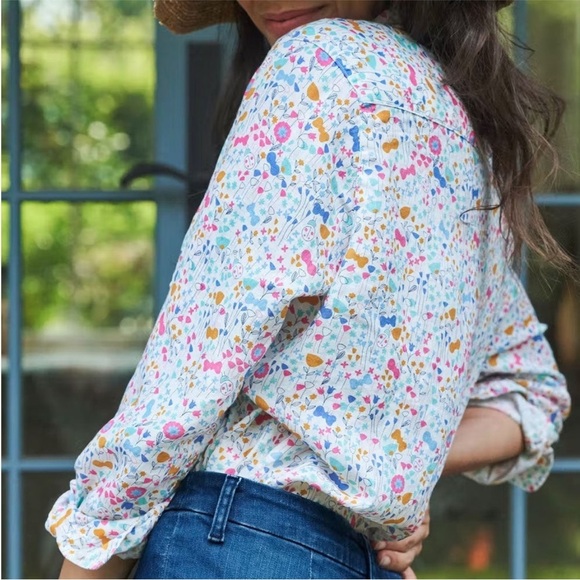 Frank & Eileen “Eileen” Italian Linen Floral Button Down Shirt *EUC* size M - Picture 2 of 14